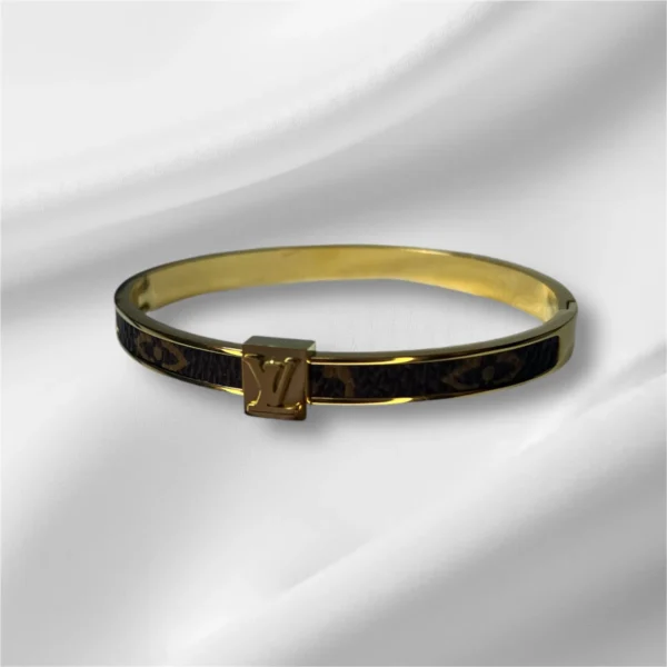 Goldtone Louis Vuitton Bracelet with Iconic LV Design - Image 2